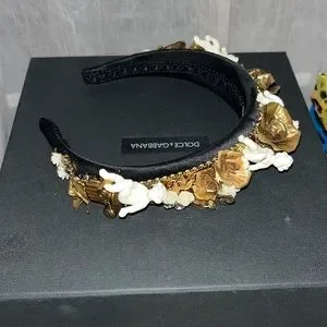 Dolce & Gabbana Black Headband with Gold and Silver Crystals Dolce & Gabbana Elegant Black Crystal Headband Diadem  main image 2